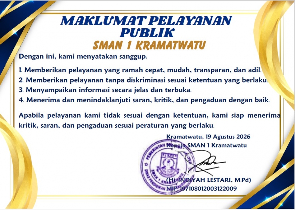 Maklumat Pelayanan Publik SMAN 1 Kramatwatu